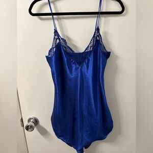 Vintage Victoria's Secret Royal Blue Chemise with Lace Size S